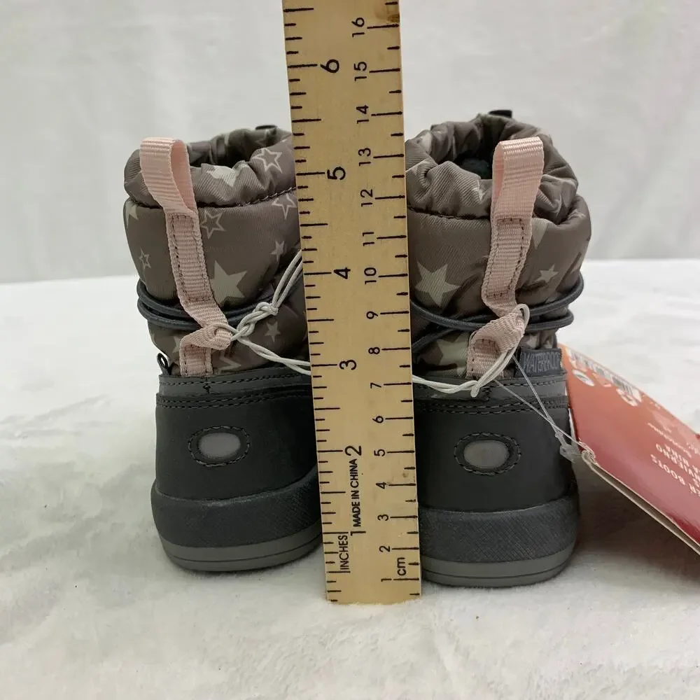 NWT 3M Scotchlite Toddlers Girls 6.5 Winter Boots Gray Snowflakes Waterproof